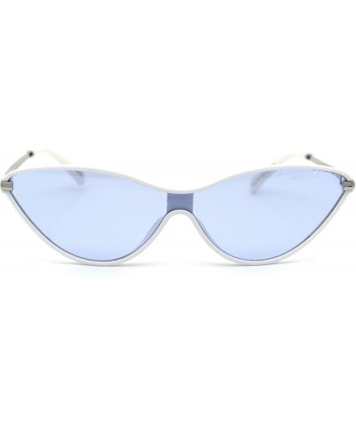 Cat Eye Womens Mod Shield Cat Eye Plastic Sunglasses - White Blue - CY18X4RNLSQ $10.74