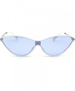 Cat Eye Womens Mod Shield Cat Eye Plastic Sunglasses - White Blue - CY18X4RNLSQ $10.74