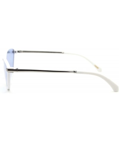 Cat Eye Womens Mod Shield Cat Eye Plastic Sunglasses - White Blue - CY18X4RNLSQ $10.74