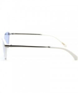 Cat Eye Womens Mod Shield Cat Eye Plastic Sunglasses - White Blue - CY18X4RNLSQ $10.74