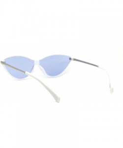 Cat Eye Womens Mod Shield Cat Eye Plastic Sunglasses - White Blue - CY18X4RNLSQ $10.74