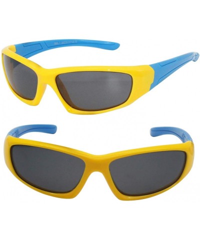 Aviator Kids Bendable Polarized Sunglasses for Boys Girls Age 3-10 with Strap - Sport Yellow/Blue - CS196DIO8Z8 $10.23