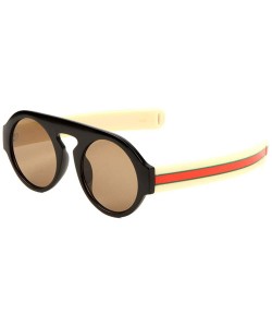 Round Round Lens One Piece Plastic Frame Thick Colored Temple Sunglasses - Brown - C1197AD04QK $15.13