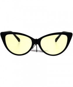 Cat Eye Pop Color Lens Gothic Narrow Cat Eye Womens Black Sunglasses Yellow - CV1869Z569U $12.72