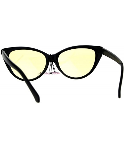 Cat Eye Pop Color Lens Gothic Narrow Cat Eye Womens Black Sunglasses Yellow - CV1869Z569U $12.72