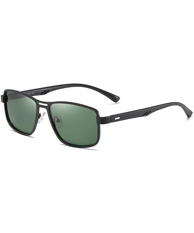 Rectangular Ultra Lightweight Rectangular Polarized Sunglasses UV400 Protection For Men - Black-green - CQ197CNI5RW $12.55