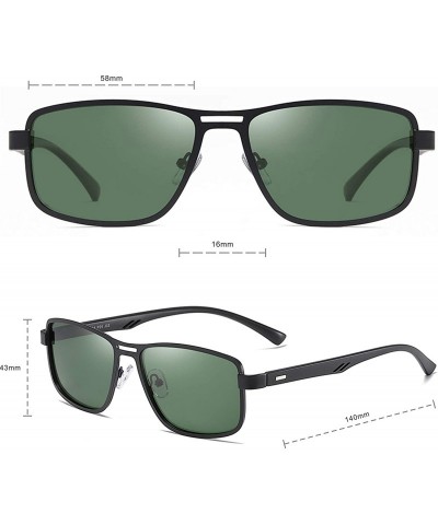 Rectangular Ultra Lightweight Rectangular Polarized Sunglasses UV400 Protection For Men - Black-green - CQ197CNI5RW $12.55