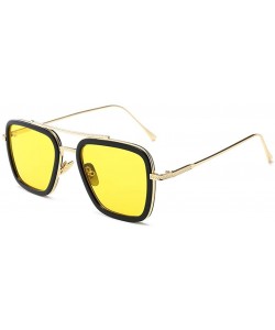 Oversized Glasses Vintage Aviator Sunglasses Classic - Yellow - CP18WQ752D5 $15.91