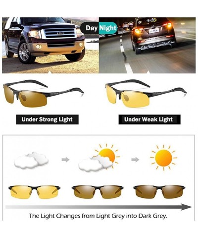 Wrap Night Driving Photochromic Polarized Glasses for Men Women Anti Glare Safety UV400 Sunglasses - Black - C118GA62UM7 $19.94