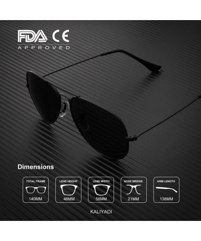 Aviator Classic Aviator Sunglasses for Men Women Driving Sun glasses Polarized Lens 100% UV Blocking - E (2 Pack) Black - C91...