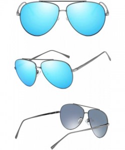 Oversized Premium Military Polarized Sunglasses Protection - Gray Frame/Blue Lens - C618KCYI2A9 $17.13