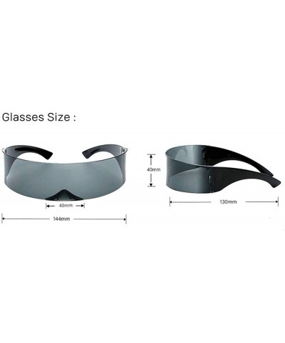 Square Fashion Mirror Futuristic Sunglasses Eyewear - Silver - CW18Z2IQ76I $10.28