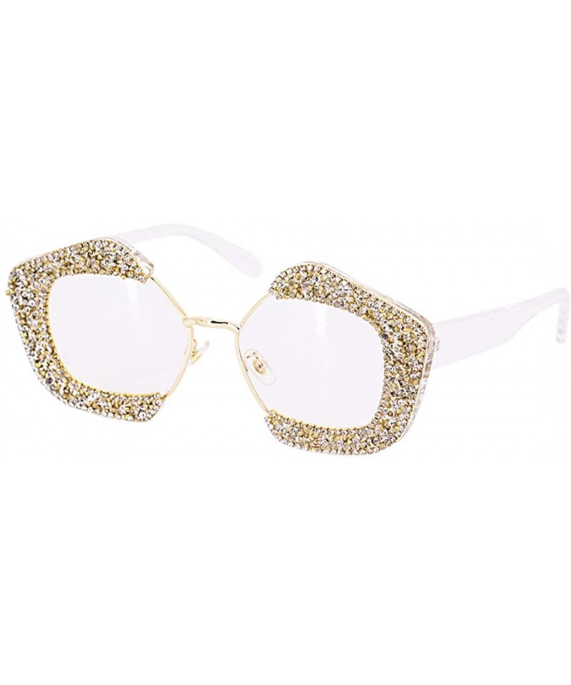 Square Round Vintage Sunglasses Rhinestone Decoration Sun Glasses for Women - Y-24 - CZ198W6H5L6 $13.35