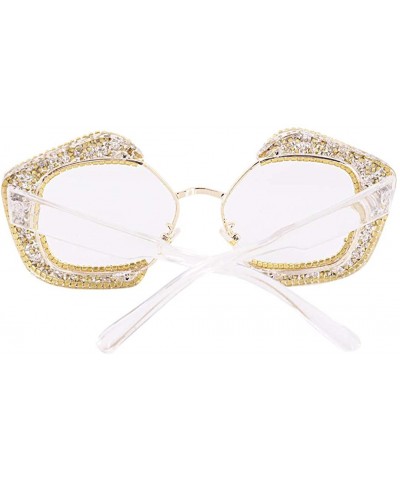 Square Round Vintage Sunglasses Rhinestone Decoration Sun Glasses for Women - Y-24 - CZ198W6H5L6 $13.35