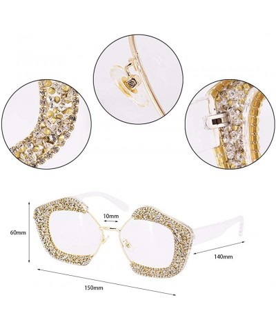 Square Round Vintage Sunglasses Rhinestone Decoration Sun Glasses for Women - Y-24 - CZ198W6H5L6 $13.35