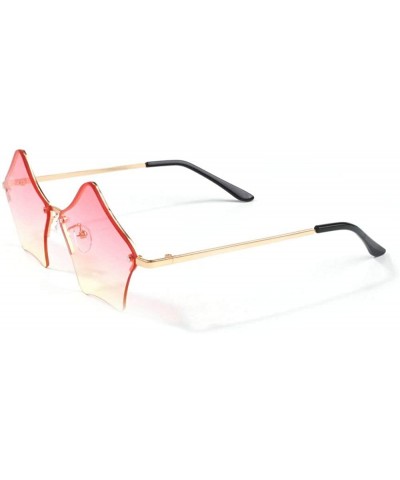 Oversized Super Cute Star Shape Rimless Sunglasses Metal Frame Transparent Candy Color Eyewear - Gold-red - CA188HRYY6U $10.29