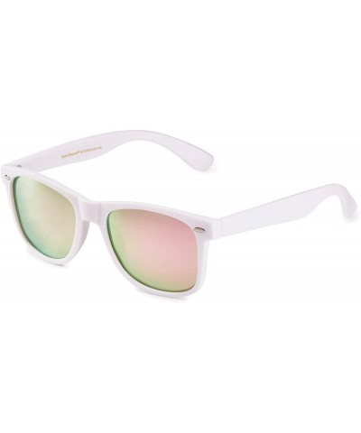 Rectangular Classic Polarized Sunglasses - Matte White - Revo Rose Gold - C9196R42MAC $11.26