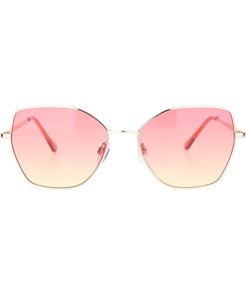 Butterfly Womens Metal Rim Oceanic Gradient Lens Butterfly Sunglasses - Gold Red Yellow - CE18OCXWYTO $11.47