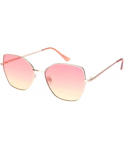 Butterfly Womens Metal Rim Oceanic Gradient Lens Butterfly Sunglasses - Gold Red Yellow - CE18OCXWYTO $11.47