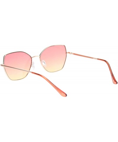 Butterfly Womens Metal Rim Oceanic Gradient Lens Butterfly Sunglasses - Gold Red Yellow - CE18OCXWYTO $11.47