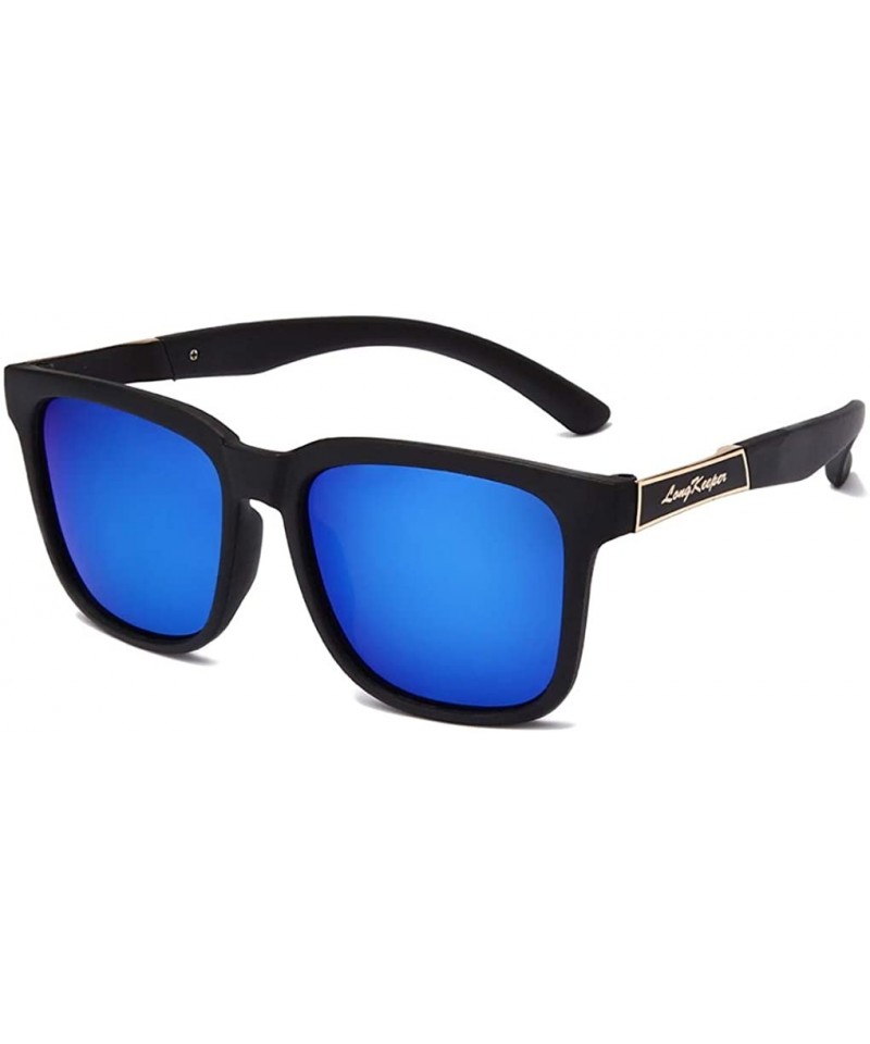 Square Unbreakable Frame Polarized Sunglasses Men Classic Flexible Fishing Glasses - Blue - CU197AR3R8A $10.89