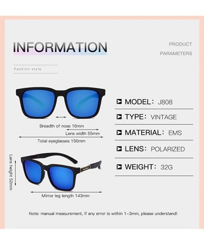 Square Unbreakable Frame Polarized Sunglasses Men Classic Flexible Fishing Glasses - Blue - CU197AR3R8A $10.89