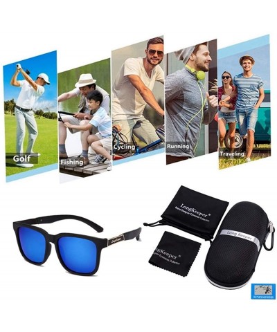 Square Unbreakable Frame Polarized Sunglasses Men Classic Flexible Fishing Glasses - Blue - CU197AR3R8A $10.89