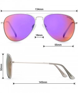 Oval Linno Classic Aviator Sunglasses Metal Frame Mirror Lens Sunglasses 100% UV Protection - Purple - CP18LRZ6ZYY $12.30