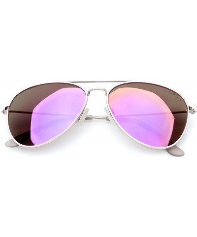 Oval Linno Classic Aviator Sunglasses Metal Frame Mirror Lens Sunglasses 100% UV Protection - Purple - CP18LRZ6ZYY $12.30