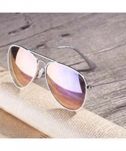 Oval Linno Classic Aviator Sunglasses Metal Frame Mirror Lens Sunglasses 100% UV Protection - Purple - CP18LRZ6ZYY $12.30