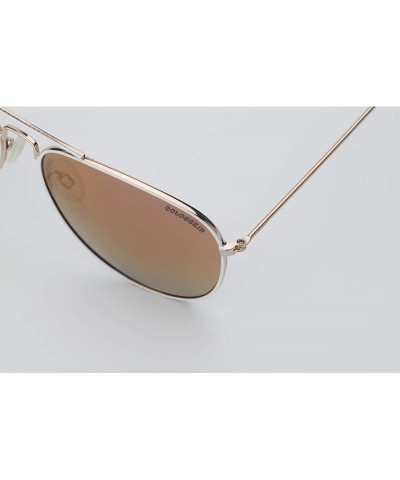 Oval Linno Classic Aviator Sunglasses Metal Frame Mirror Lens Sunglasses 100% UV Protection - Purple - CP18LRZ6ZYY $12.30