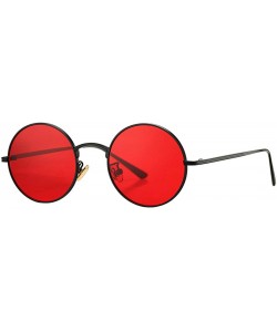 Round Vintage Round Metal Sunglasses John Lennon Style Small Unisex Sun Glasses - A9 Black Frame/Red Lens - C418U2HHGAI $14.18