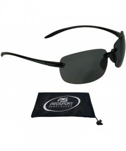 Wrap Bifocal Sunglasses Readers Men WomenLightweight Rimless - Black & Black 2 Pair Combo - C6192K3ZX6Y $14.64