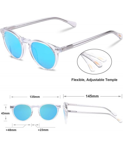 Round Vintage Round Polarized Sunglasses for Women UV Protection Outdoor Eyewear CA5288C - R3 Ice Blue Mirror - CS18YOX0GKK $...