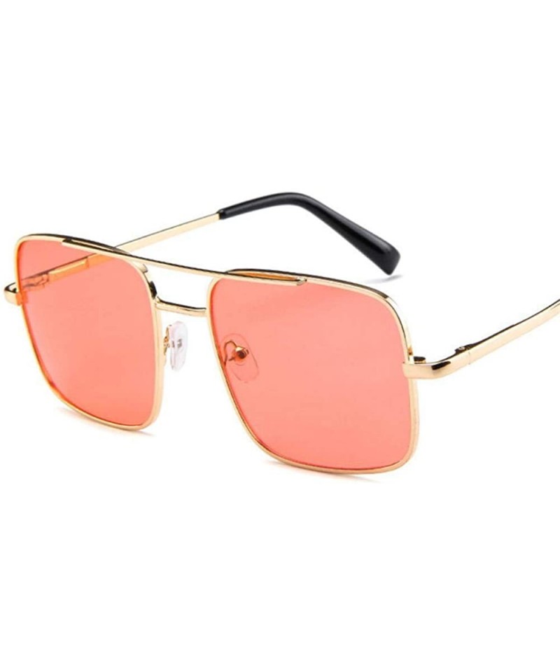 Square Fashion Square Sunglasses Women Brand Design Metal Frame Gradient Lenes Black - Red - CL18XAK34EG $11.80