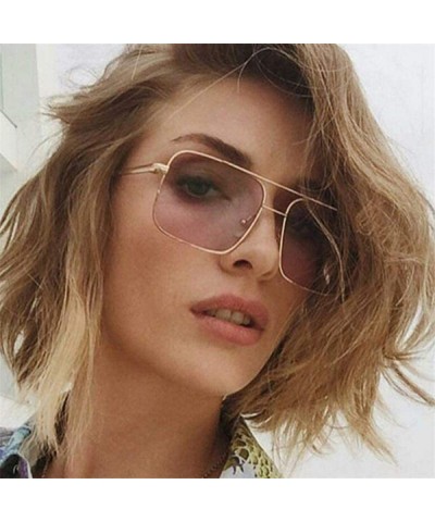 Square Fashion Square Sunglasses Women Brand Design Metal Frame Gradient Lenes Black - Red - CL18XAK34EG $11.80