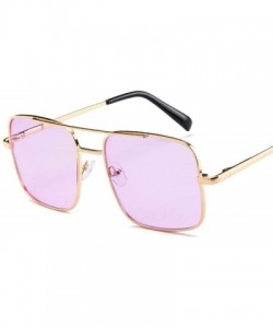 Square Fashion Square Sunglasses Women Brand Design Metal Frame Gradient Lenes Black - Red - CL18XAK34EG $11.80