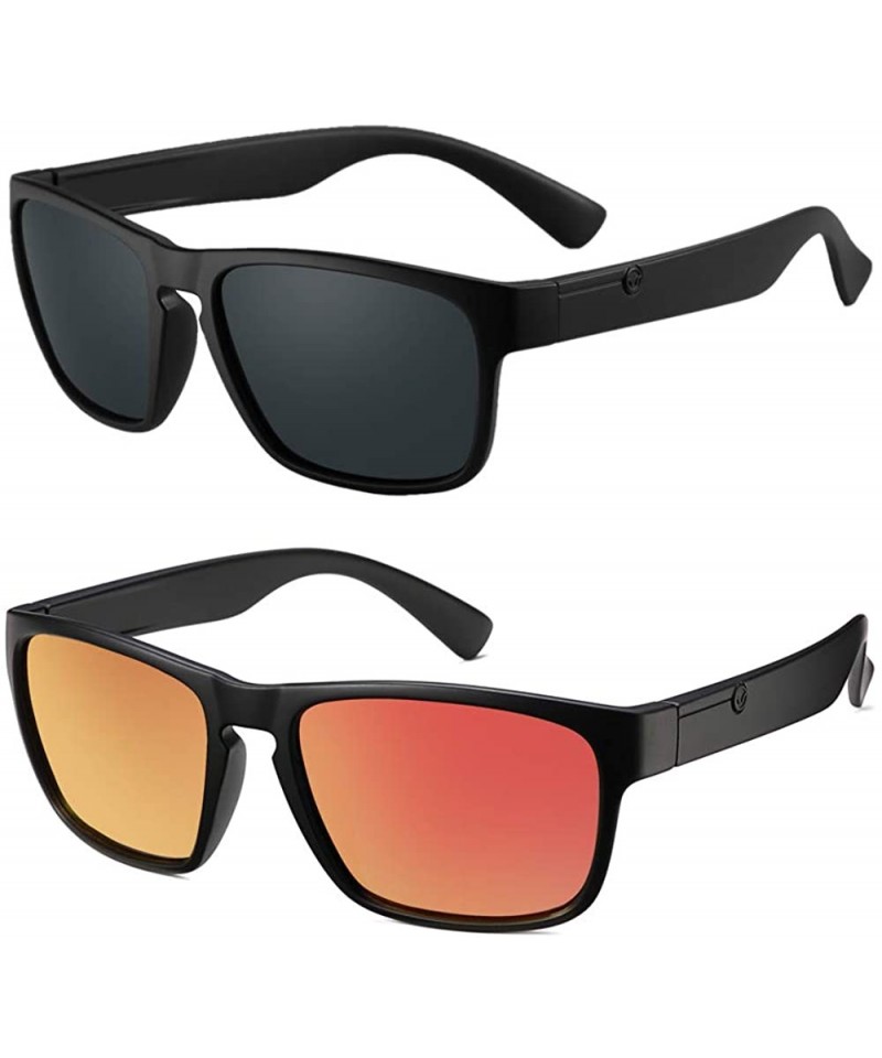 Square Polarized Sunglasses Anti Glare Blocking - Black&orange - C8198KHDS7R $14.38