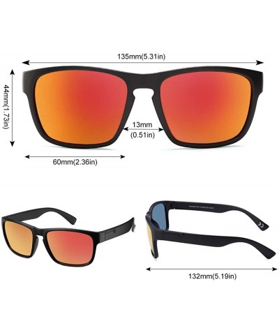 Square Polarized Sunglasses Anti Glare Blocking - Black&orange - C8198KHDS7R $14.38