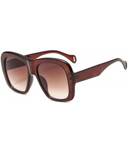 Square 2019 new fashion trend big box two-color unisex luxury brand designer sunglasses UV400 - Brown - CH18NSKTY2Q $9.77