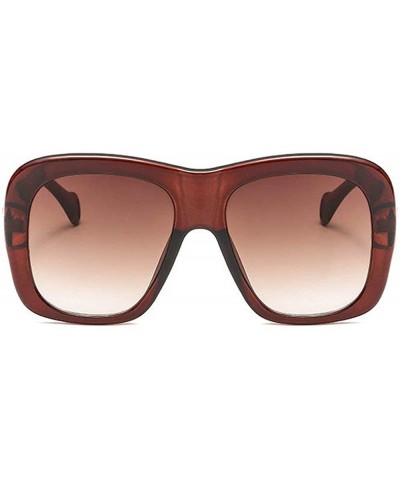 Square 2019 new fashion trend big box two-color unisex luxury brand designer sunglasses UV400 - Brown - CH18NSKTY2Q $9.77