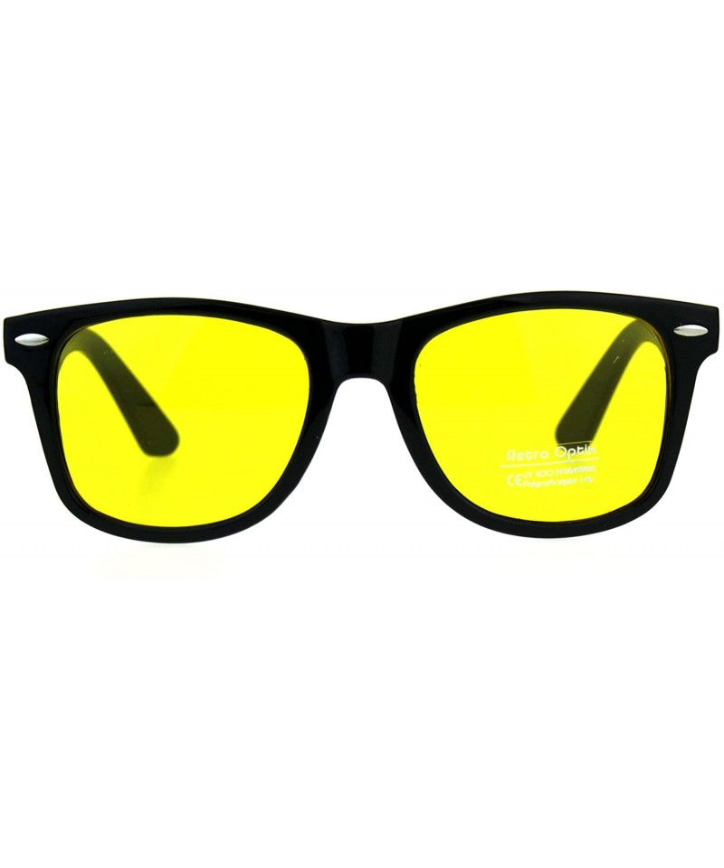 Rectangular Black Frame Hipster Plastic Horn Rim Yellow Night Driving Lens Sunglasses - Matte Black - C6180ZYRZ85 $11.91