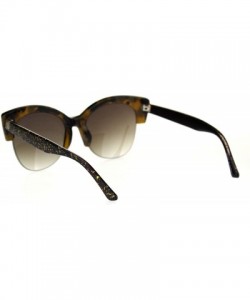 Cat Eye Womens Glitter Arm Half Horn Rim Cat Eye Diva Sunglasses - Tortoise Brown - C718SO5YKKW $11.98