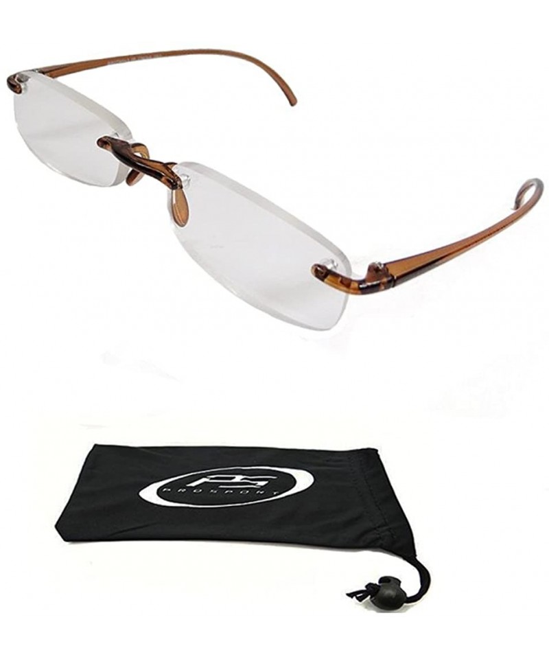 Rimless Reading glasses Rimless Lightweight frame for Men - Mocha Brown - CI12ED6O5JZ $15.29