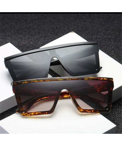 Square Oversize Square Frame Flat Top Top Sunglasses Women Men Retro Sun Glasses - Tea - CR194OUU6Z5 $23.20