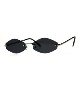 Rectangular Mens Diamond Hippie Groovy Pimp Rimless Metal Retro Sunglasses - Silver Black - CX18CGN832E $9.79