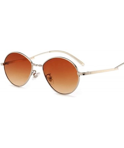 Oval Popular Candy Colors Women Small Oval Sunglasses Metal Frame Fashion Female Red - Red - CE18Y5UA9O6 $8.63