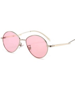 Oval Popular Candy Colors Women Small Oval Sunglasses Metal Frame Fashion Female Red - Red - CE18Y5UA9O6 $8.63