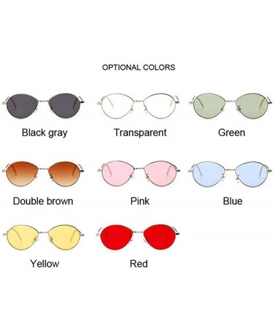 Oval Popular Candy Colors Women Small Oval Sunglasses Metal Frame Fashion Female Red - Red - CE18Y5UA9O6 $8.63