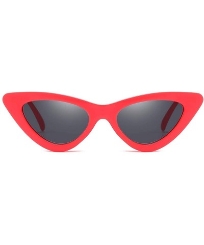 Goggle Retro Vintage Trendy Cat Eye Sunglasses For Women Clout Goggles Plastic Frame Glasses - Red&grey - CC18H7K95ZR $7.92